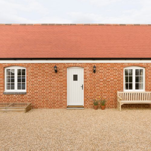 Single storey (story) new build house or granny annexe (annex), part of a UK home extension
