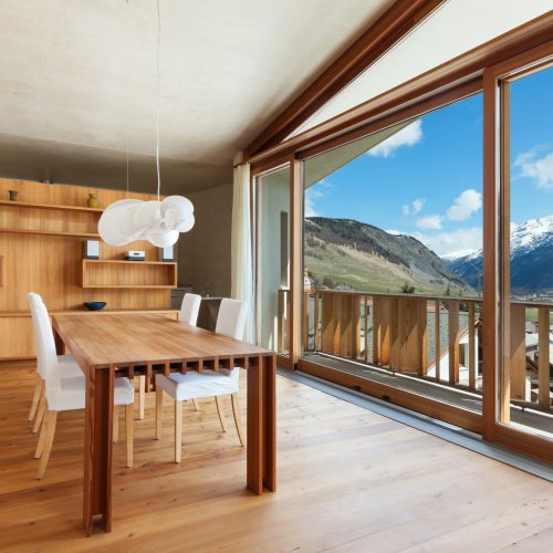 interior mountain house, dining room